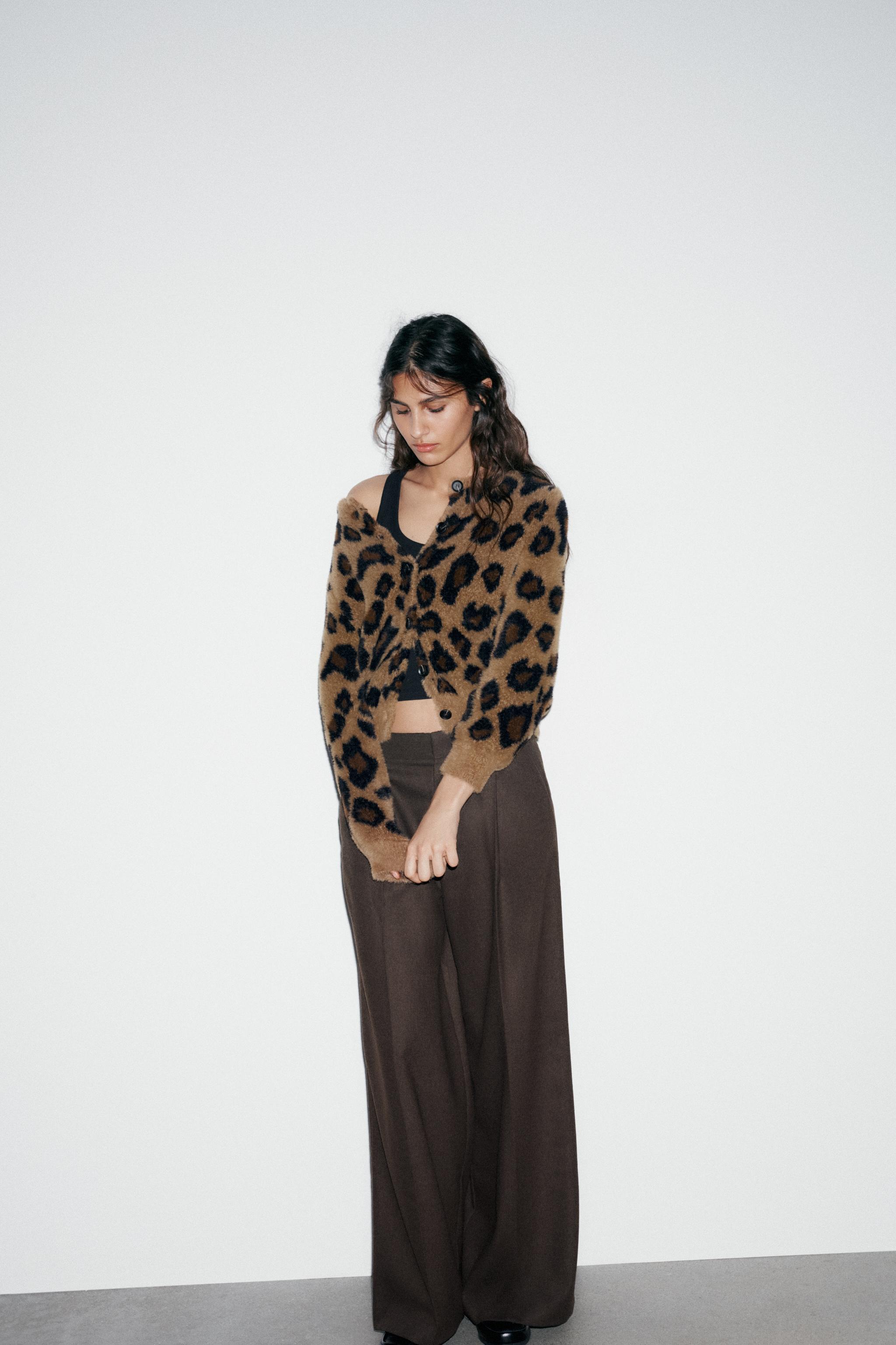 ANIMAL JACQUARD KNIT CARDIGAN - Leopard | ZARA United States