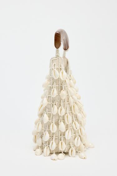 BEADED FABRIC BUCKET BAG - Light beige by Zara - Image 2