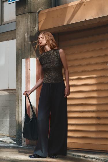 ТОП ИЗ БЛЕСТЯЩЕГО ТРИКОТАЖА — ЧЕРНЫЙ / ЗОЛОТОЙ от Zara — изображение 0