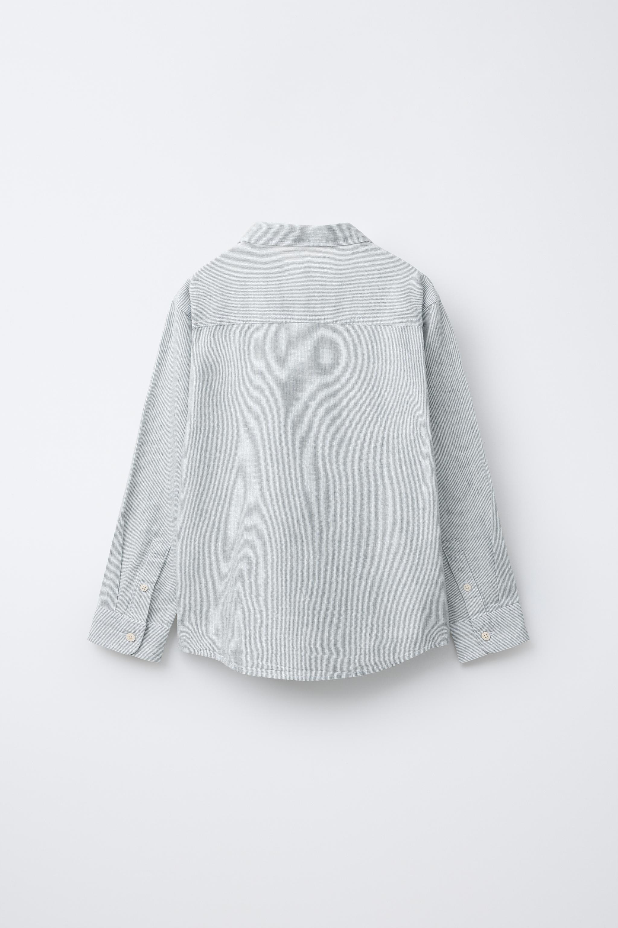 STRIPED LINEN BLEND SHIRT - Blue / Gray | ZARA United States