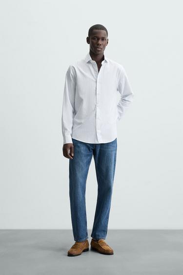 CAMISA ESTRUCTURA RAYAS - Azul / Blanco de Zara - Imagen 0