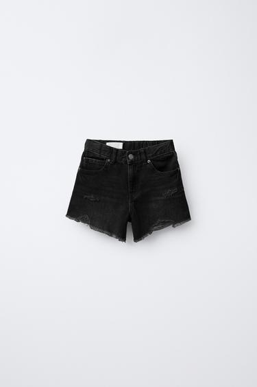 BERMUDA DENIM ROTOS - Negro de Zara