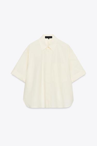 CAMISA DE MANGA CURTA COM BOLSO - Amarelo-claro da Zara - Imagem 0