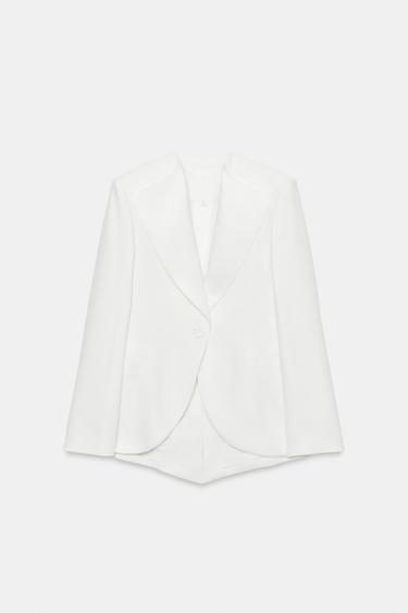 SMOKING-BLAZER MIT LEINENANTEIL ZW COLLECTION - Weiß von Zara