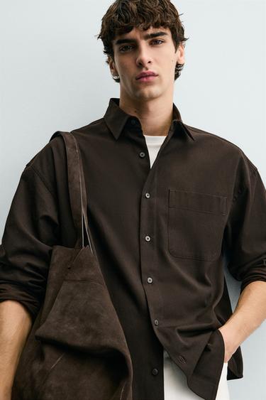 CHEMISE FLUIDE COUPE DÉCONTRACTÉE - Marron foncé de Zara - Image 4