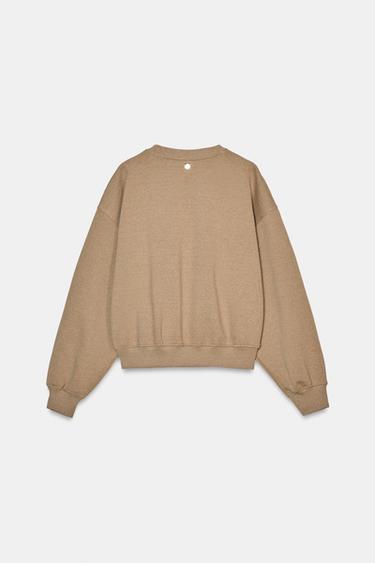 SWEAT AVEC PIÈCE - Marron clair de Zara - Image 7