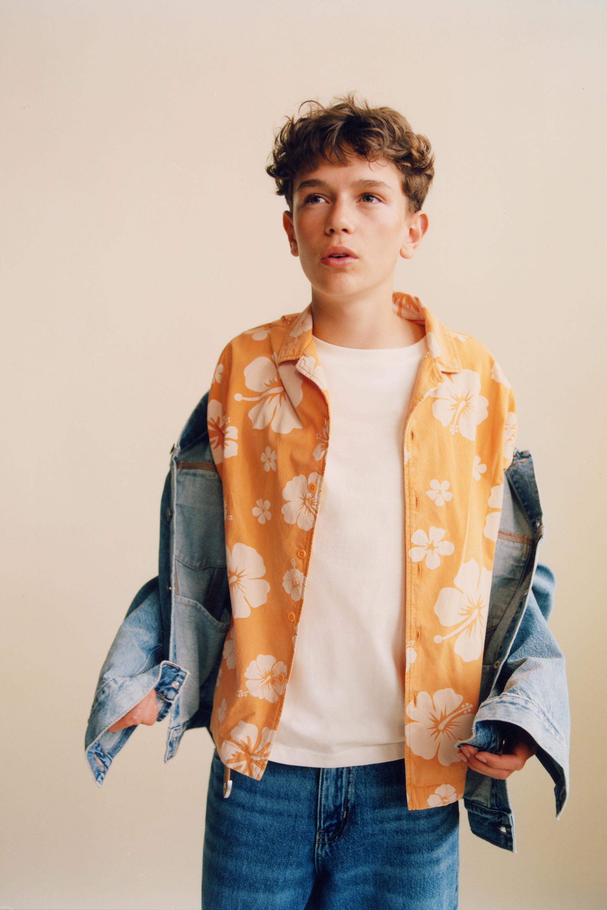 FLORAL PRINT SHIRT — Orange