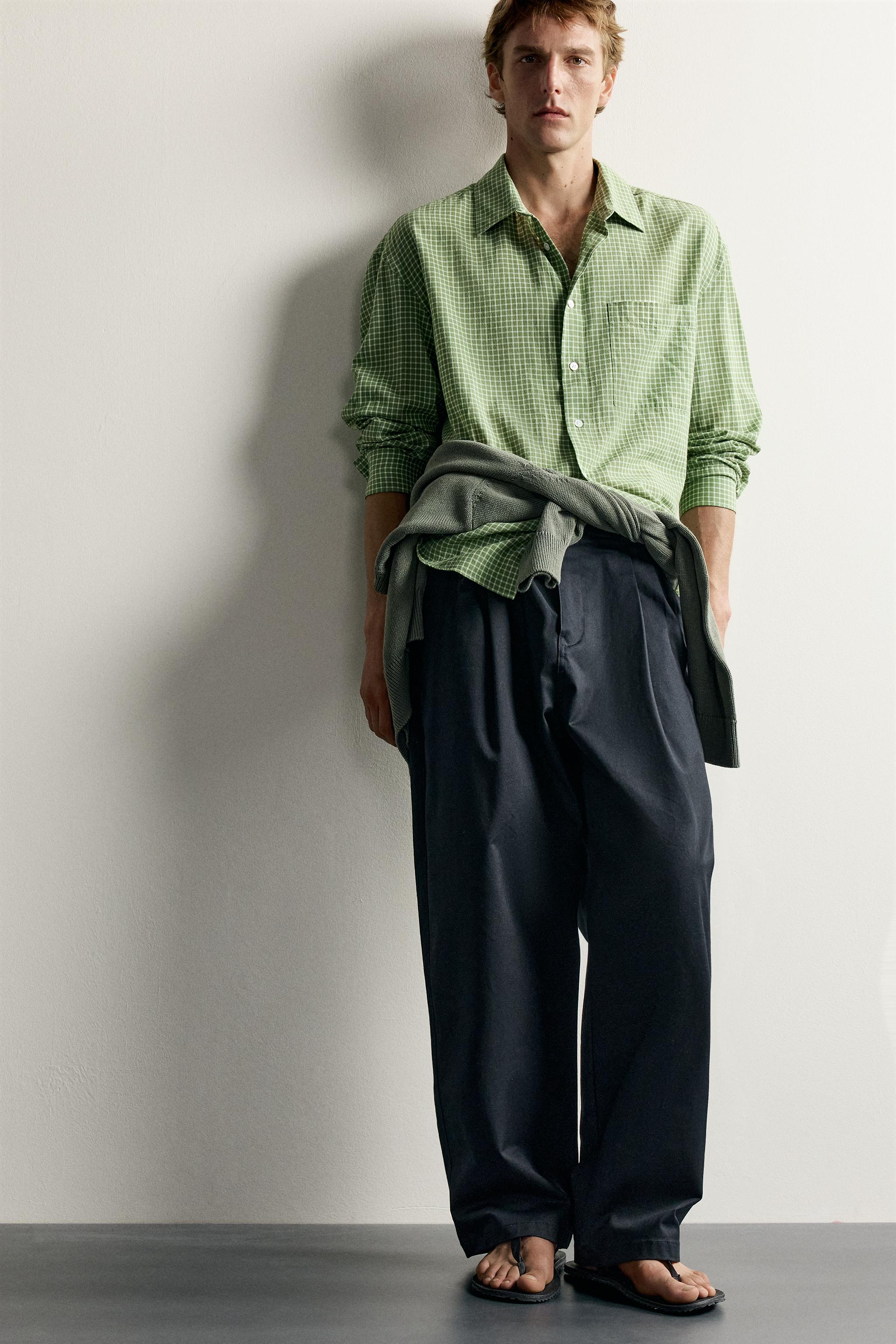 Zara RELAXED FIT KARELİ GÖMLEK görsel 6