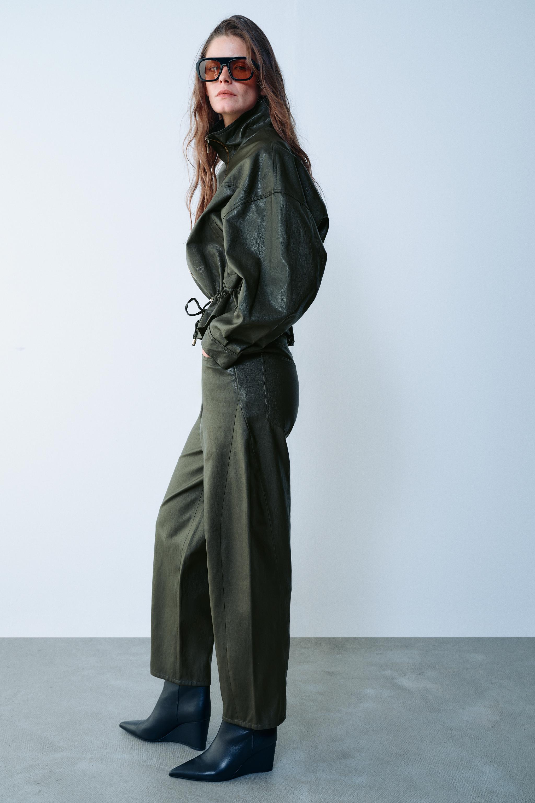 FAUX LEATHER BARREL PANTS