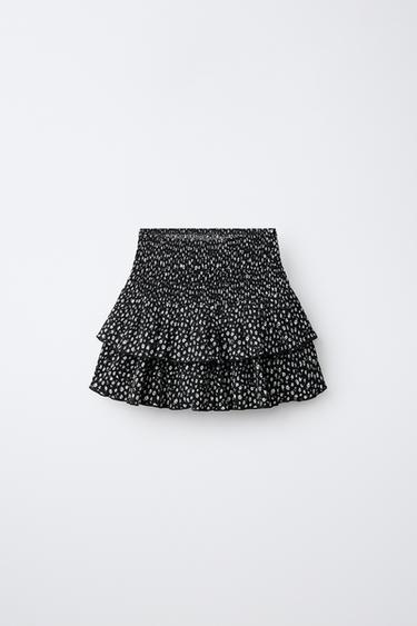 PRINTED RUFFLE SKORT - Black by Zara