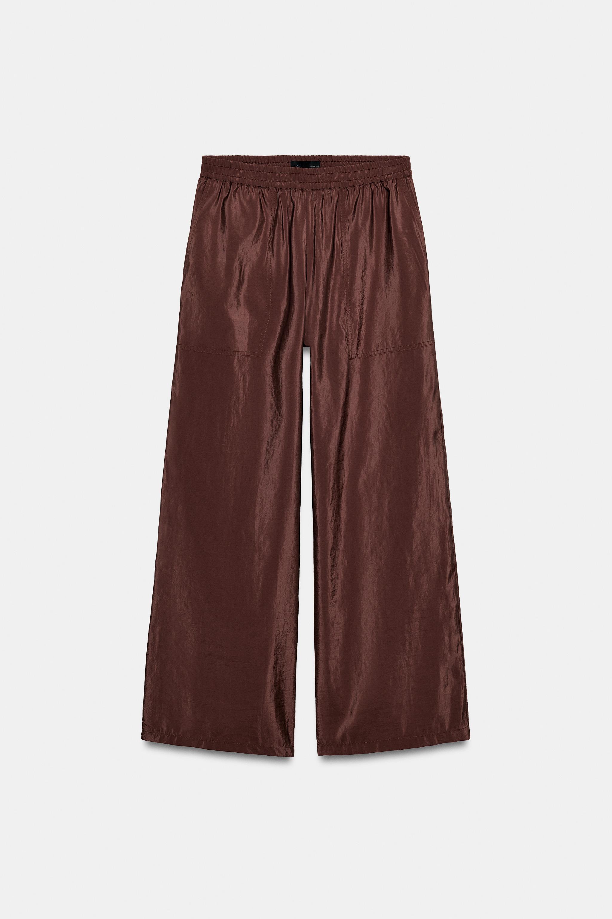 CALÇA ACETINADA CINTURA ELÁSTICA - Mocha | ZARA Brasil
