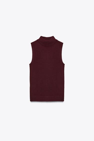 HALTER KNIT TOP - Burgundy by Zara