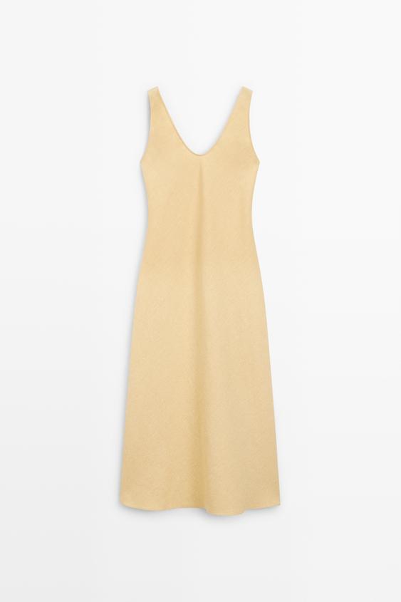100% linen strappy midi dress from Zara - $180
