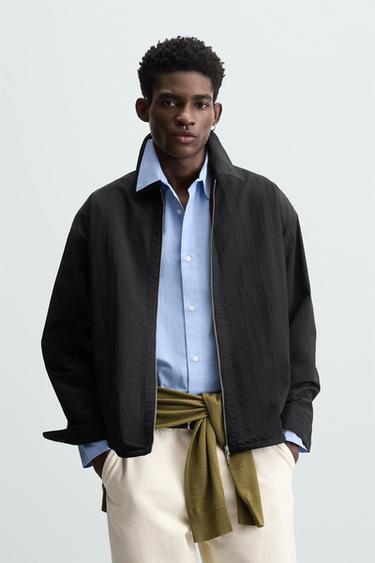 CAMISA LARGA TÉCNICA COM ZÍPER - Preto da Zara