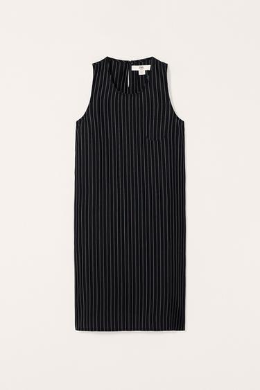 Zara Siyah / Beyaz - LIMITED EDITION İNCE ÇİZGİLİ ELBİSE