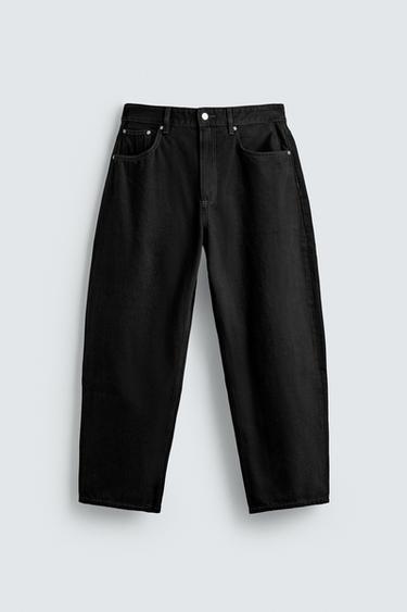 TAPERED WIDE-LEG JEANS - Black by Zara - Image 6