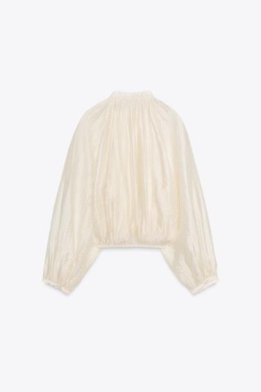 FLOWING BLOUSE WITH PUFF SLEEVES - Ecru by Zara - Image 6