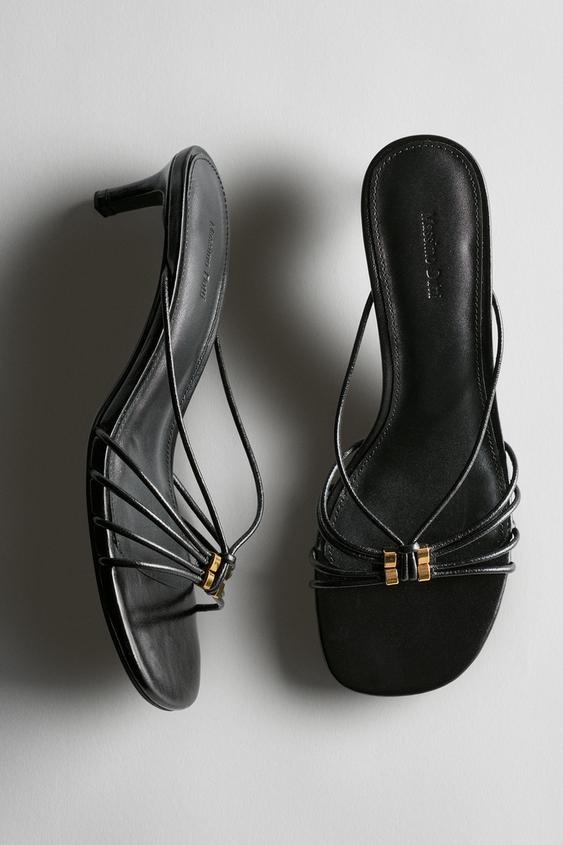 Strappy heeled sandals with embellished detail from Zara - $200
