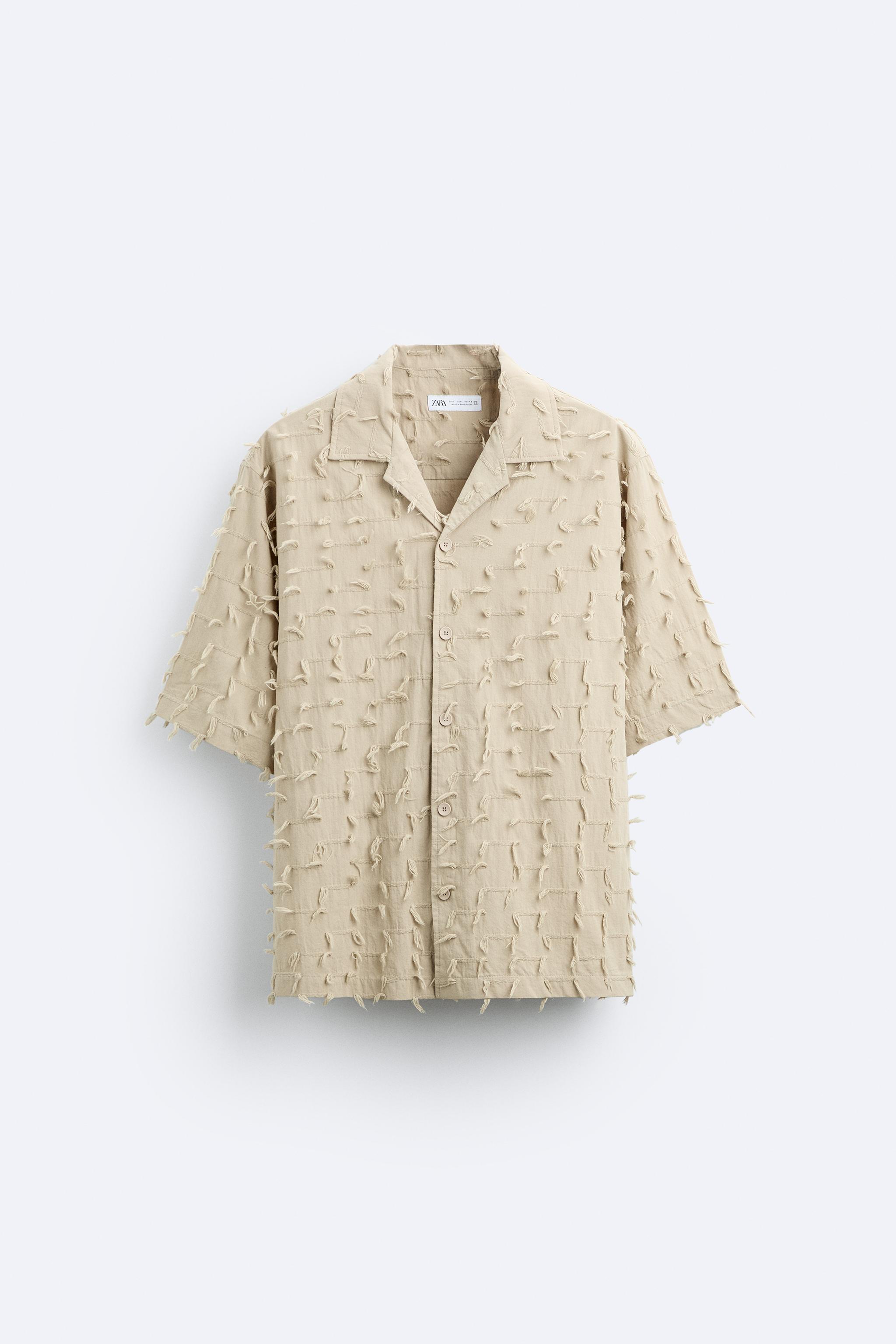 FRAYED JACQUARD SHIRT - Brown / Taupe | ZARA United States