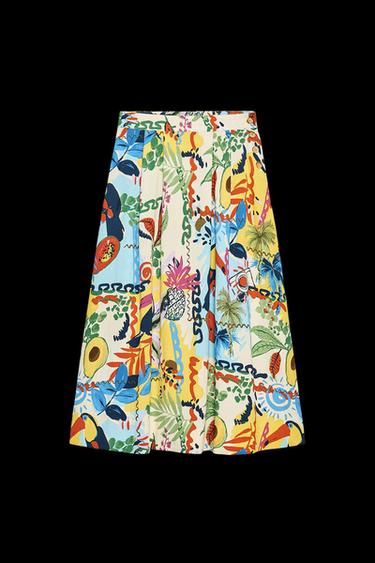 Zara TROPICAL PRINT LAYERED MIDI SKIRT - Multicolored - Image 0