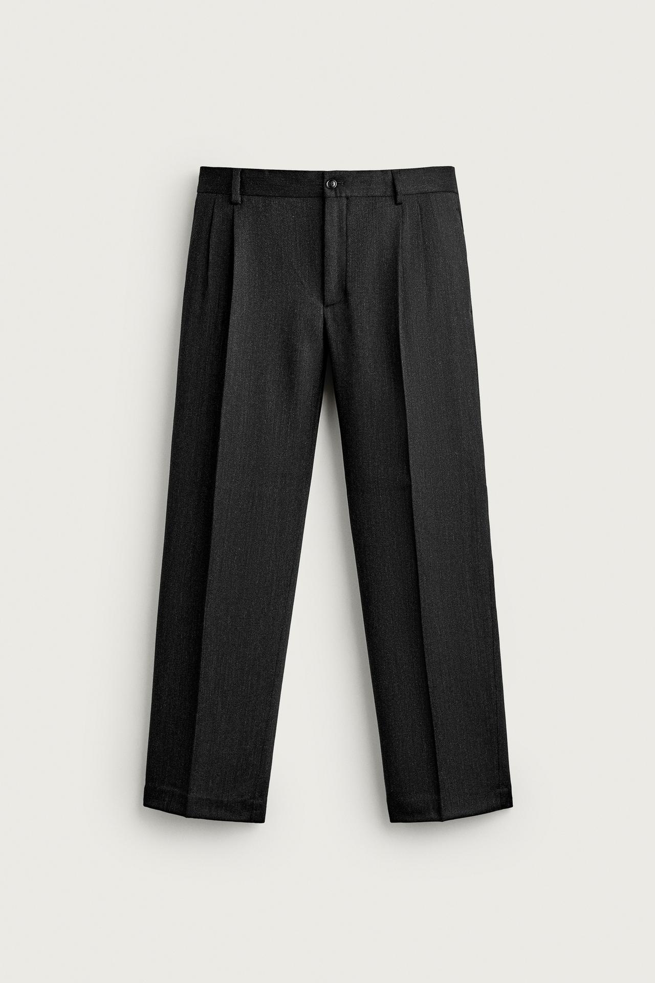100% WOOL MANTECO® SUIT PANTS — Gray marl