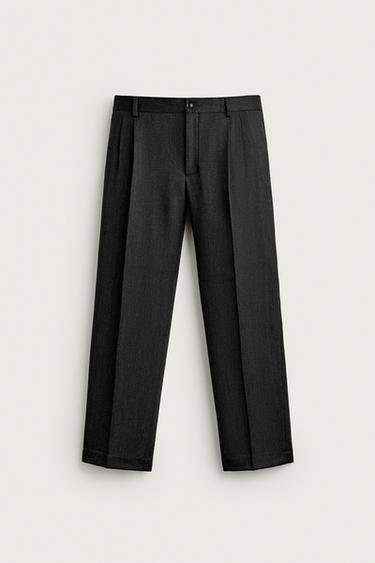 Zara MANTECO® 100% 羊毛西裝長褲 - 斑紋灰色