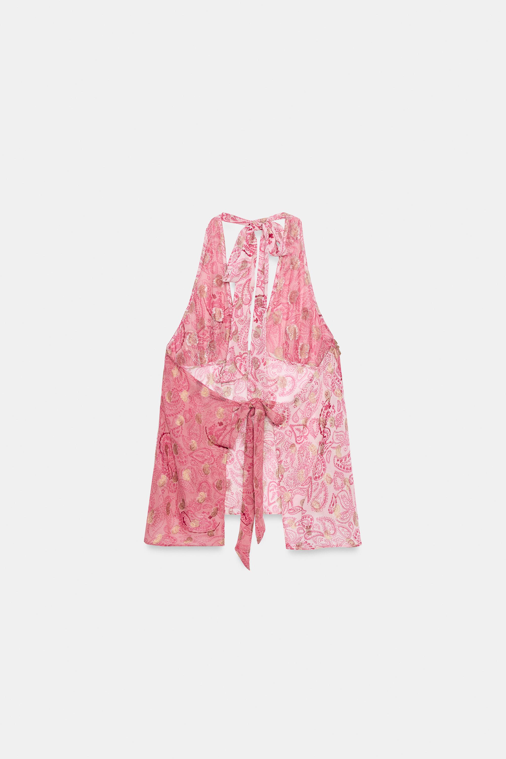 TOP HALTER EN CRÊPE GEORGETTE IMPRIMÉ ET FANTAISIE