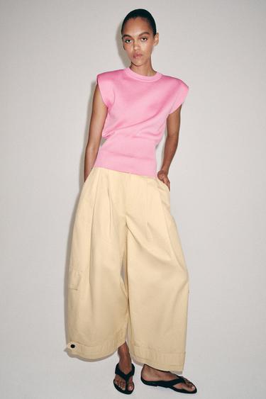 KNIT TOP WITH SHOULDER PADS - Pink by Zara - Image 3