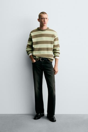 SOFT TEXTURED SWEATER - Green stripe by Zara