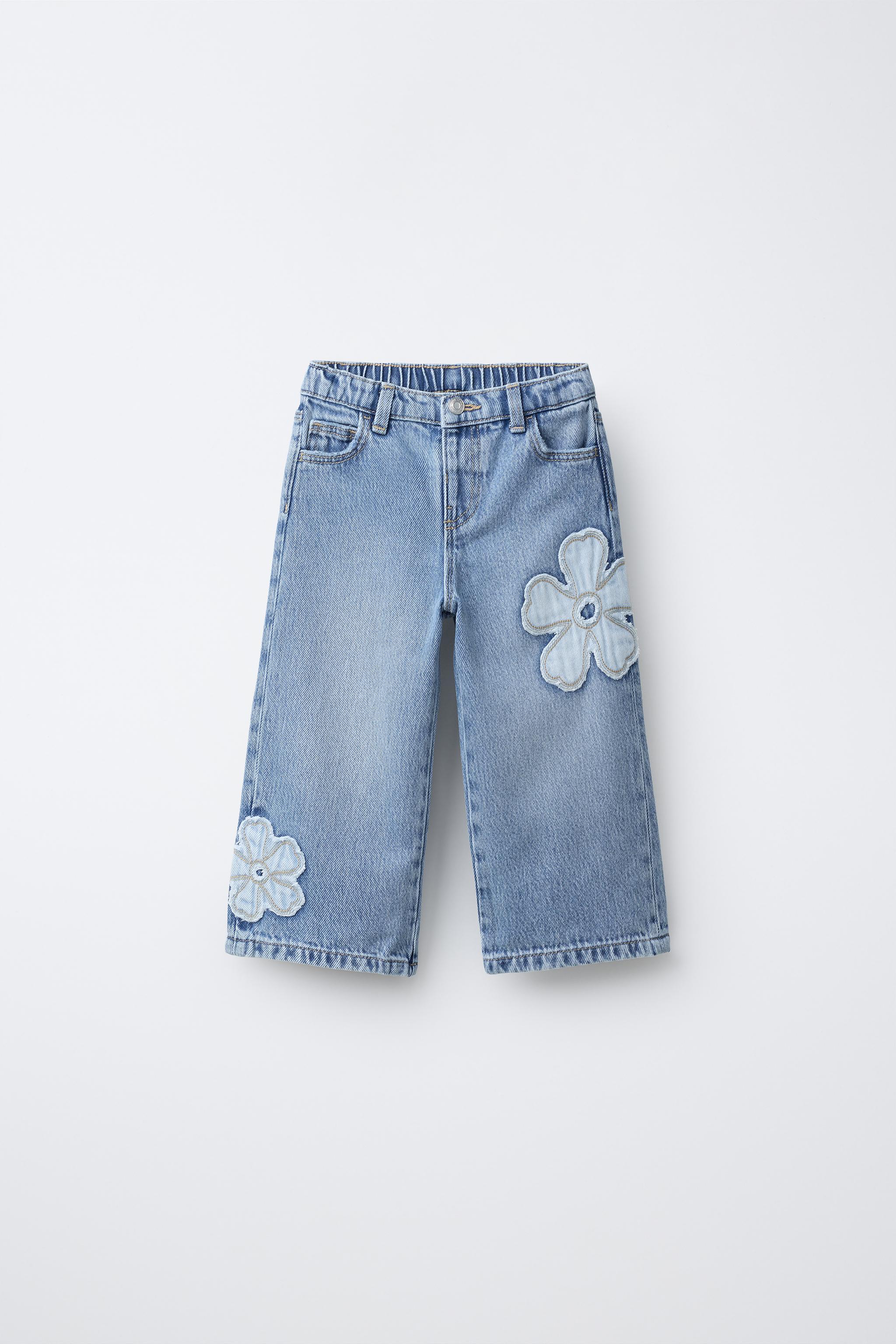 JEANS WIDE LEG FLEURS