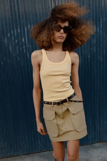 BELTED CARGO MINI SKIRT - Mid-camel by Zara