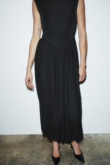 ROBE LONGUE AVEC TULLE - Noir de Zara - Image 2