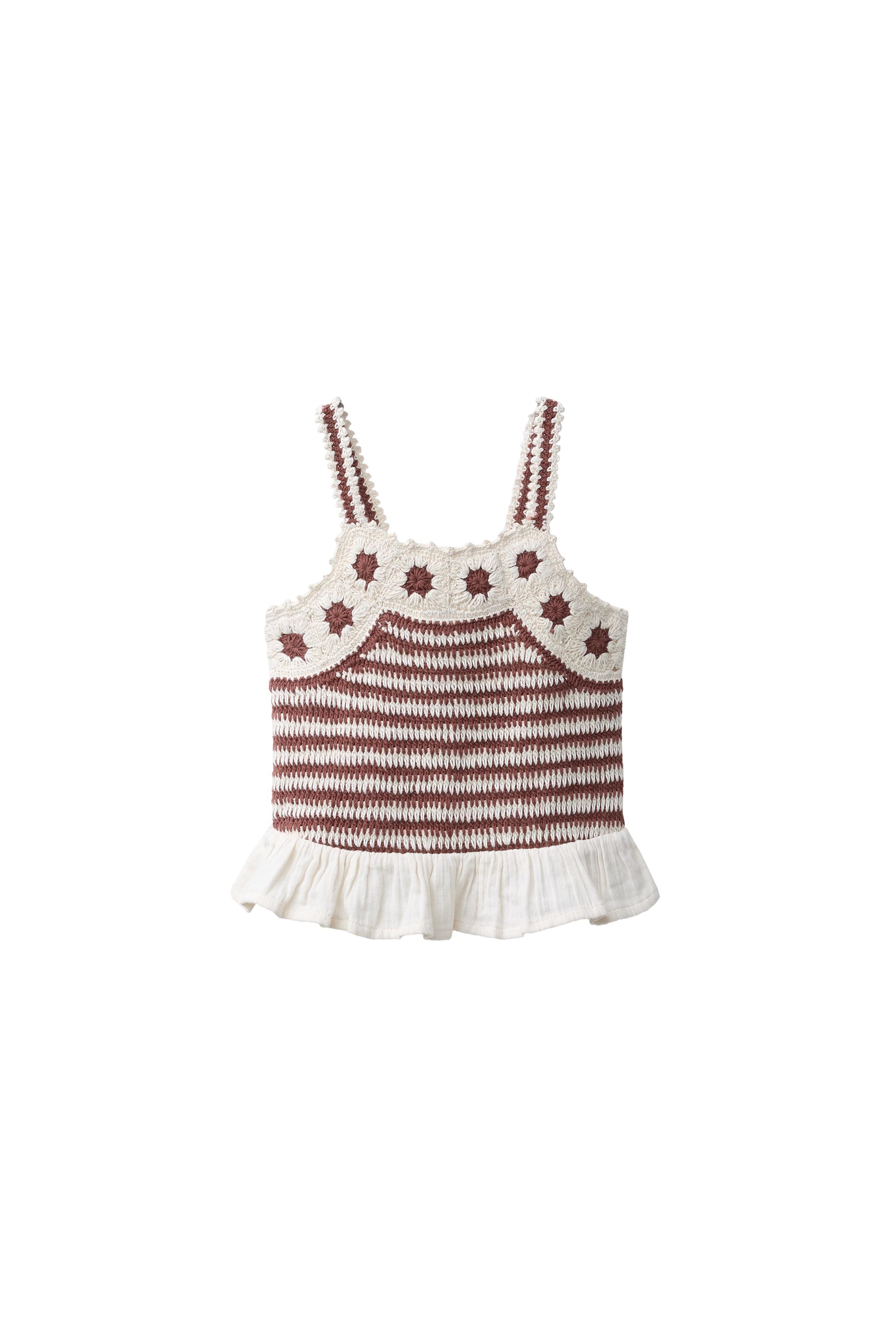 COMBINED CROCHET KNIT TOP - Terracotta | ZARA Canada