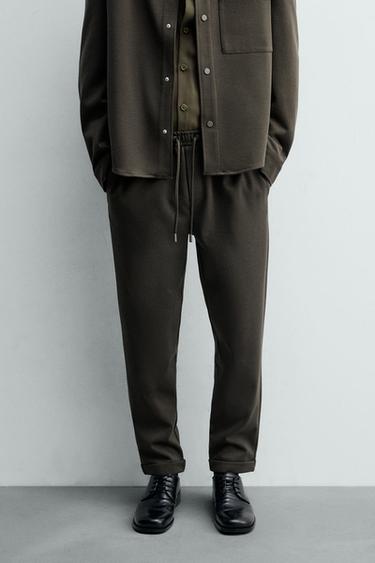 EASY CARE JOGGER WAIST TROUSERS - Green marl by Zara