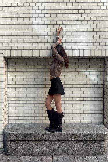 COMBINED KNIT CARDIGAN - Mink by Zara - Image 1