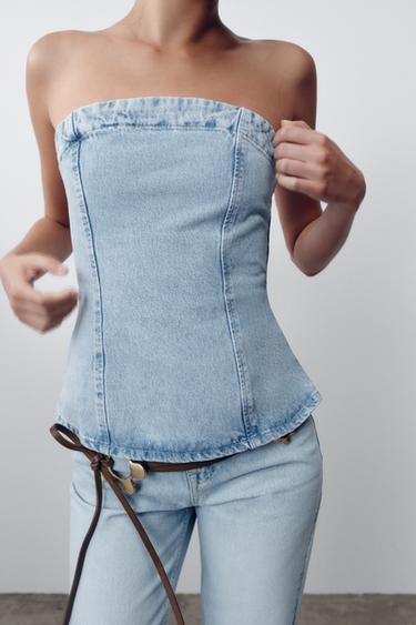 TOP Z1975 EN JEAN BUSTIER - Bleu clair de Zara - Image 1