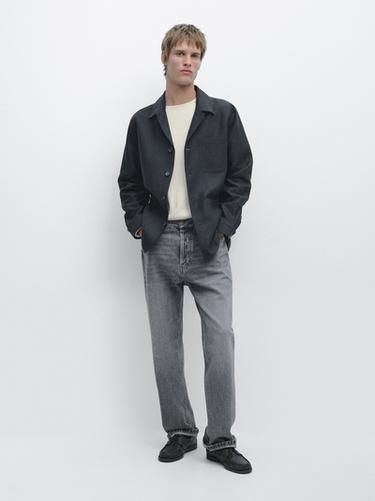 Zara Linen overshirt with pocket details - Blue