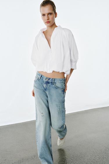 Zara PUFF SLEEVE SHIRT ZW COLLECTION - White