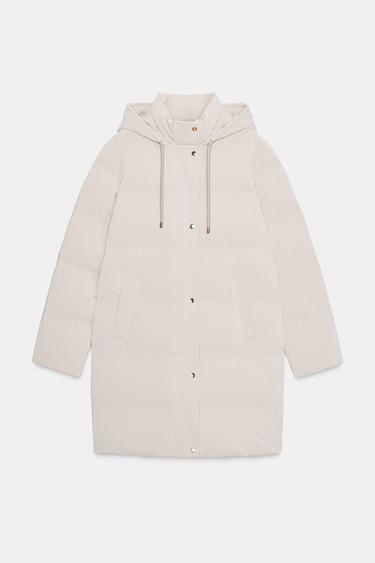 ANORAK SEMI-LONG TISSU ENDUIT WINDPROOF - Écru de Zara