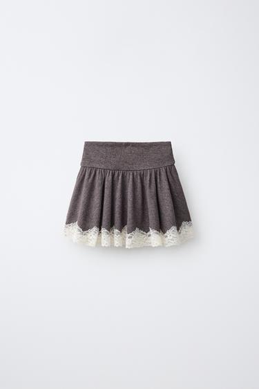 SOFT TOUCH LACE SKIRT — Brown 2