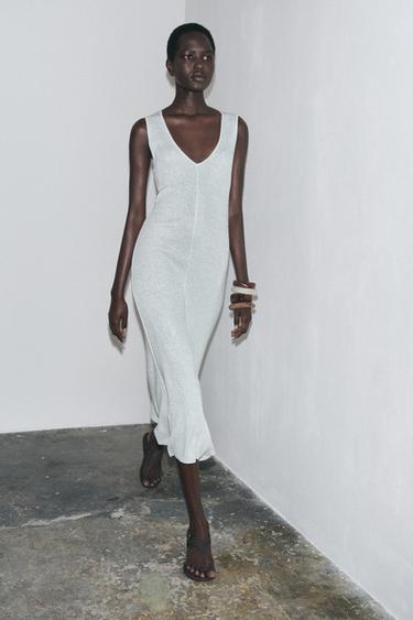 METALLIC LONG DRESS - Silver by Zara