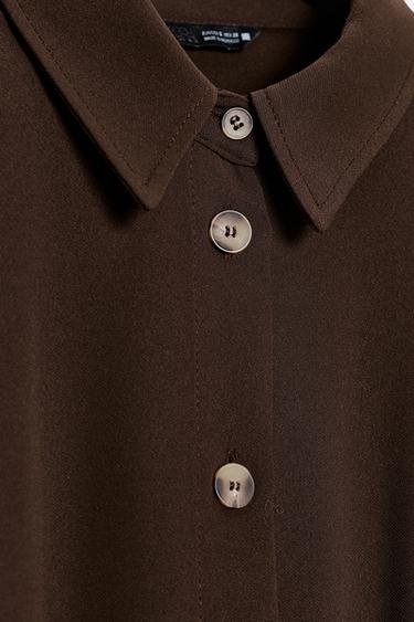 Zara SHIRT WITH SHOULDER TABS - Brown