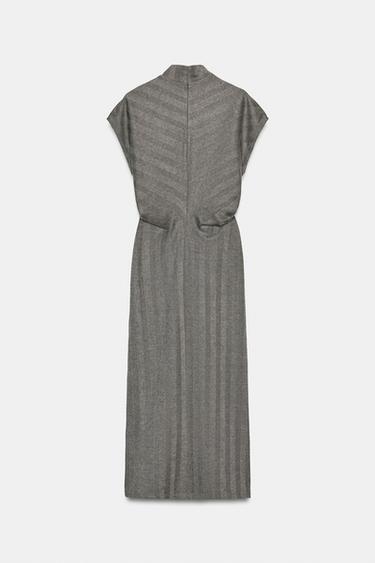 ROBE MI-LONGUE À CHEVRONS - Gris / Beige de Zara - Image 8
