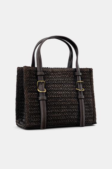 BOLSA MINI SHOPPER TRANÇADA - Chocolate da Zara - Imagem 0