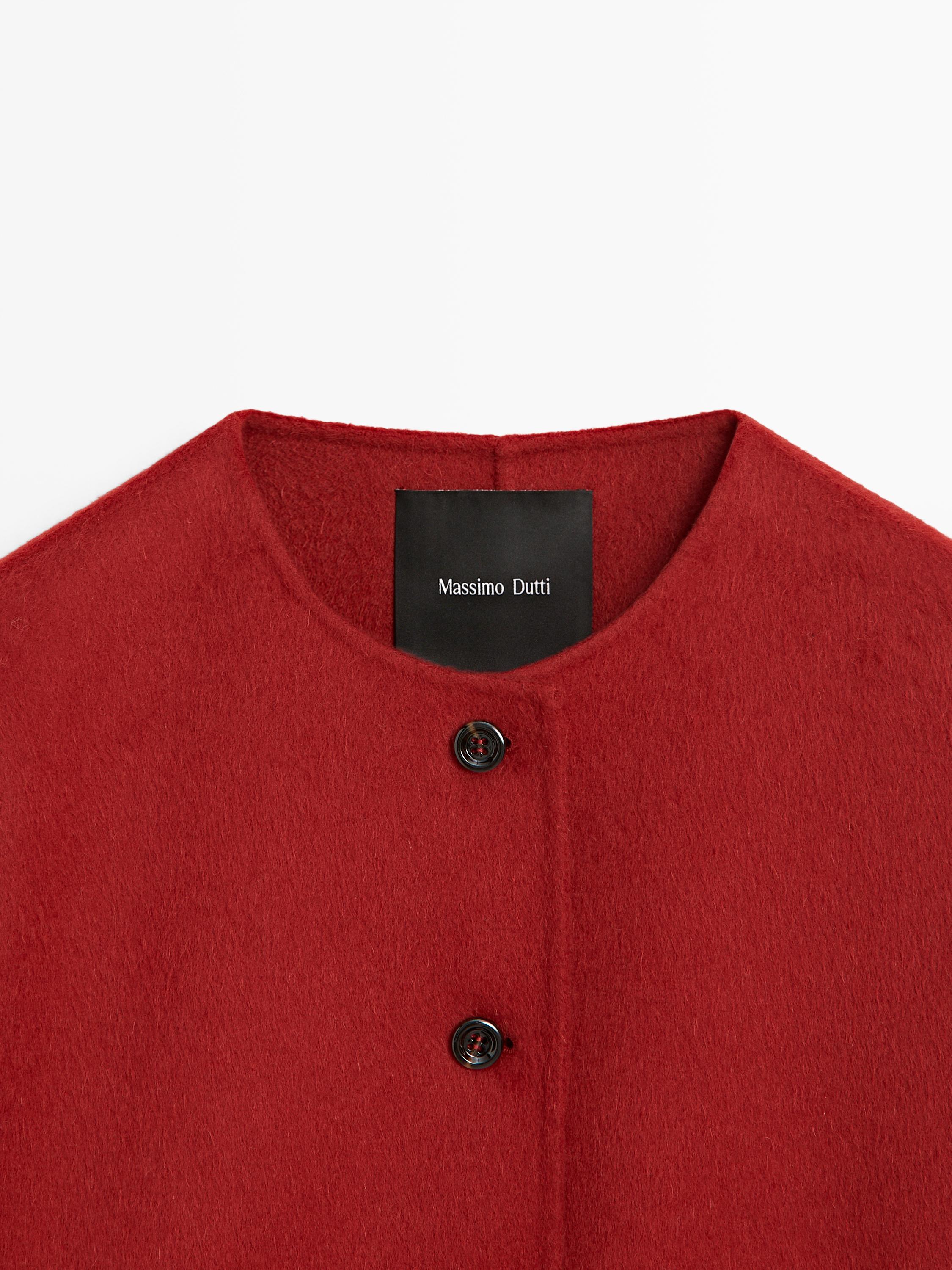 Wool blend jacket with seams