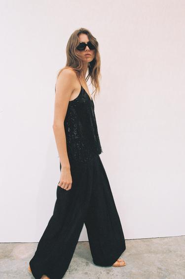 VIDE SEMI-TRANSPARENTE BUKSER - Sort fra Zara