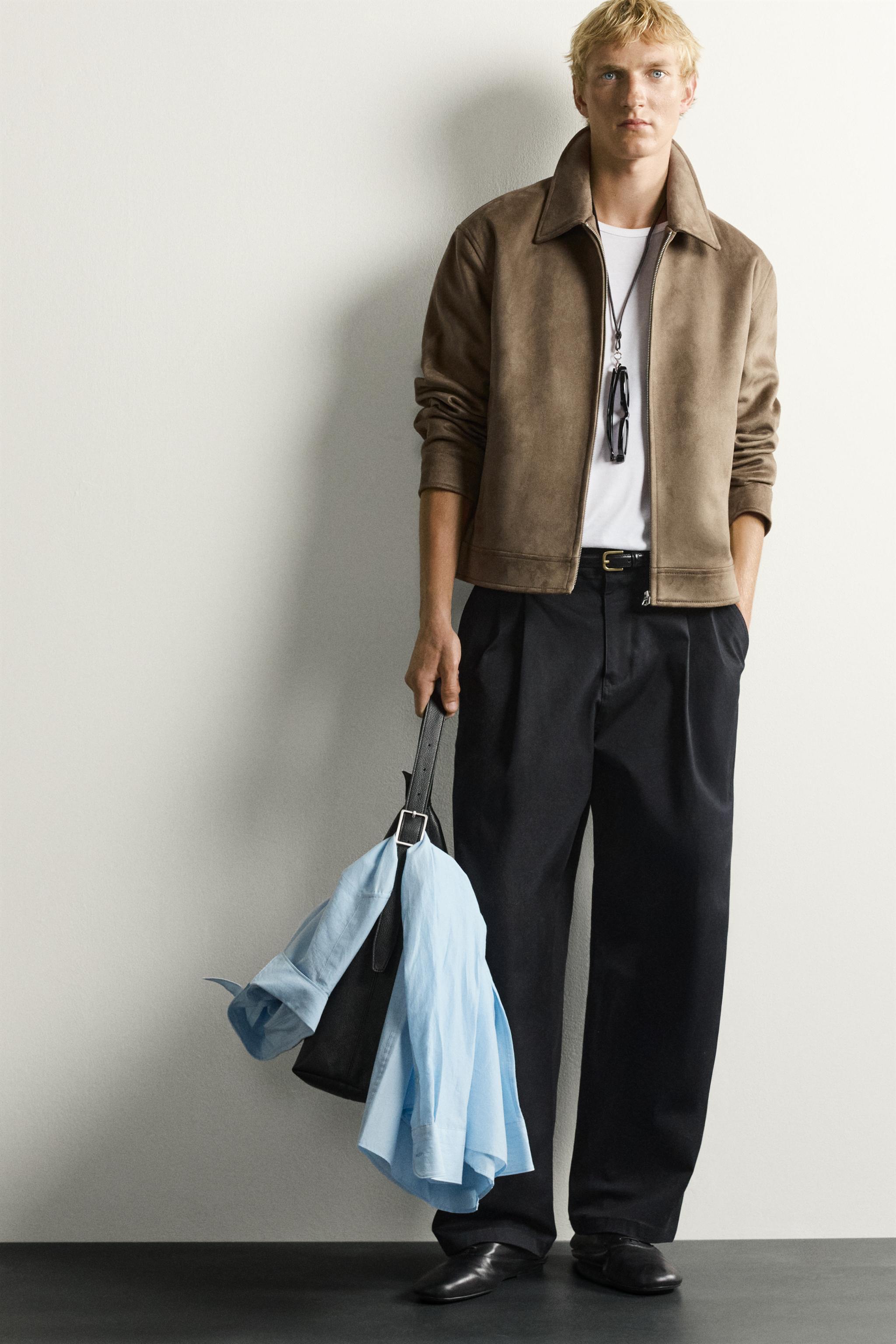 レギュラーフィット フェイクスエードジャケット - ブラック | ZARA