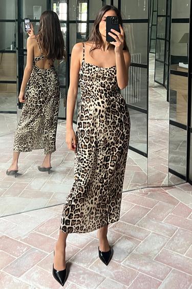 ПЛАТЬЕ МИДИ С АНИМАЛИСТИЧНЫМ ПРИНТОМ — Леопардовый от Zara — изображение 0