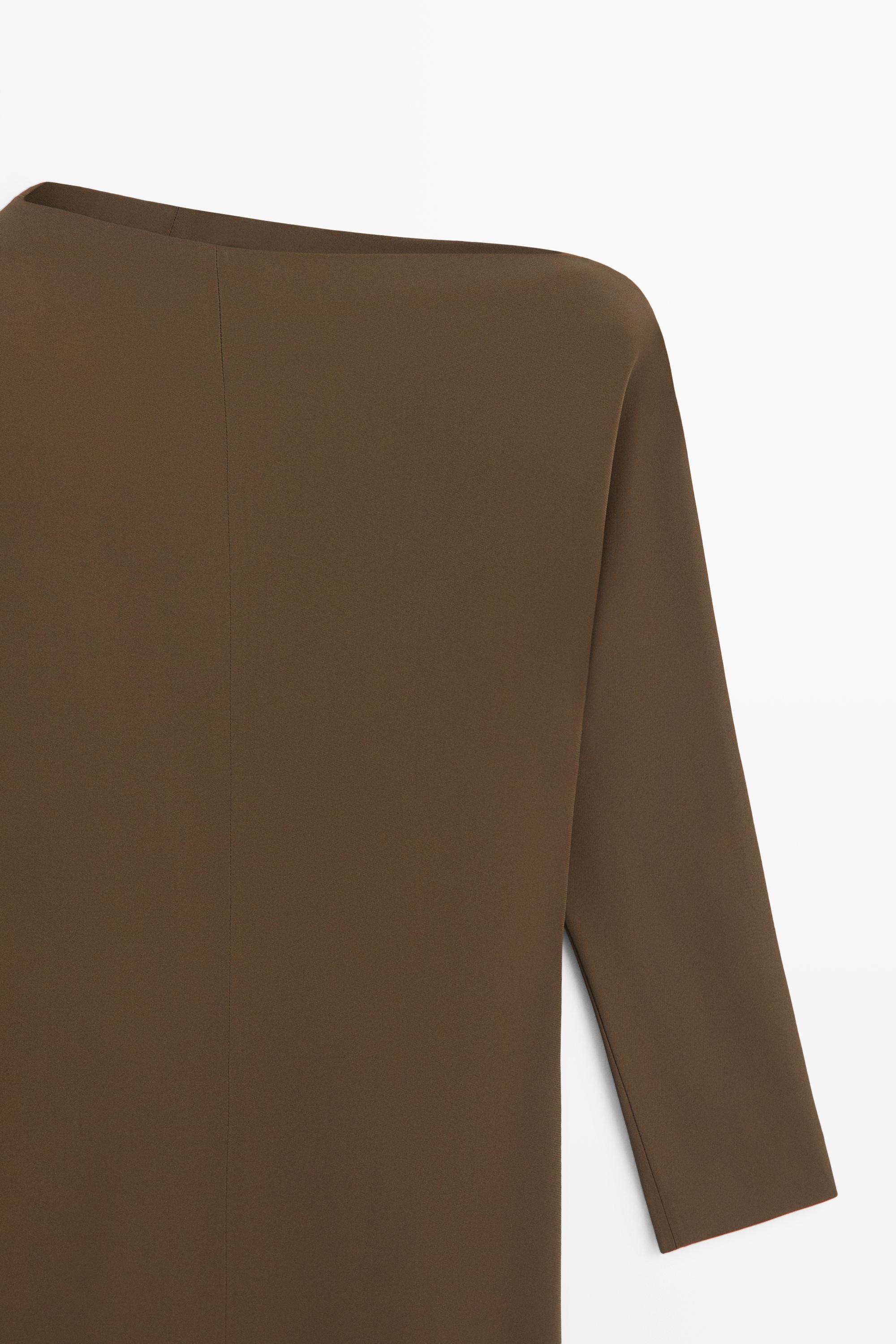 Fluid midi dress with asymmetrical neckline