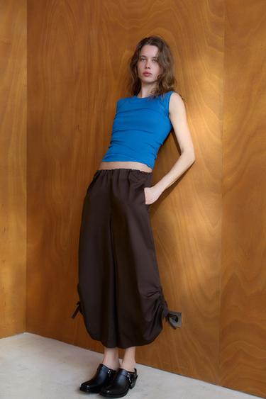 PANTALÓN CULOTTE BAJO AJUSTABLE - Marrón chocolate de Zara
